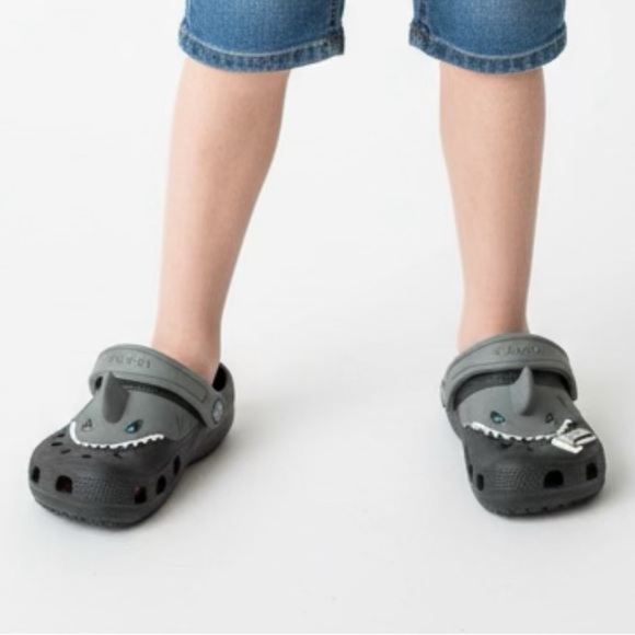 CROCS Other - CROCS Kids' Fun Lab Classic Shark Clogs in black and grey.